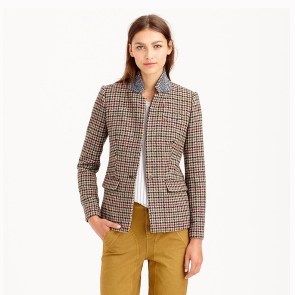 J. Crew Houndstooth Regent Blazer Jeweled